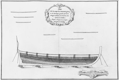 Querschnitt eines Schiffes mit seinen Bodenplatten, Illustration aus dem 